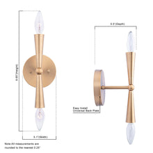 Load image into Gallery viewer, Mizu Mid-Century Modern Gold 2-Light Wall Sconce Light
