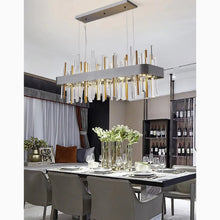 Carregar imagem no visualizador da galeria, MIRODEMI® Abano Terme | Gold And Black Rectangle Crystal Chandelier for Dining Room | S2024S
