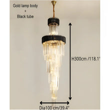 Load image into Gallery viewer, Art Deco | Black and Gold Crystal Chandelier for Hall and Staircase
