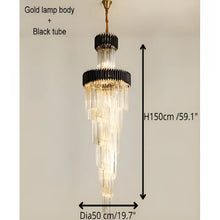 Load image into Gallery viewer, Art Deco | Black and Gold Crystal Chandelier for Hall and Staircase
