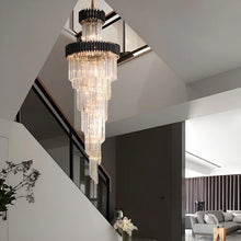 Load image into Gallery viewer, Art Deco | Black and Gold Crystal Chandelier for Hall and Staircase
