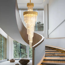 Load image into Gallery viewer, Art Deco | Black and Gold Crystal Chandelier for Hall and Staircase

