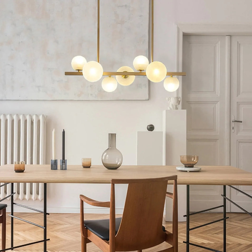 Modern Light Luxury Chandelier with Horizontal Pipe Suspension for Kitchen