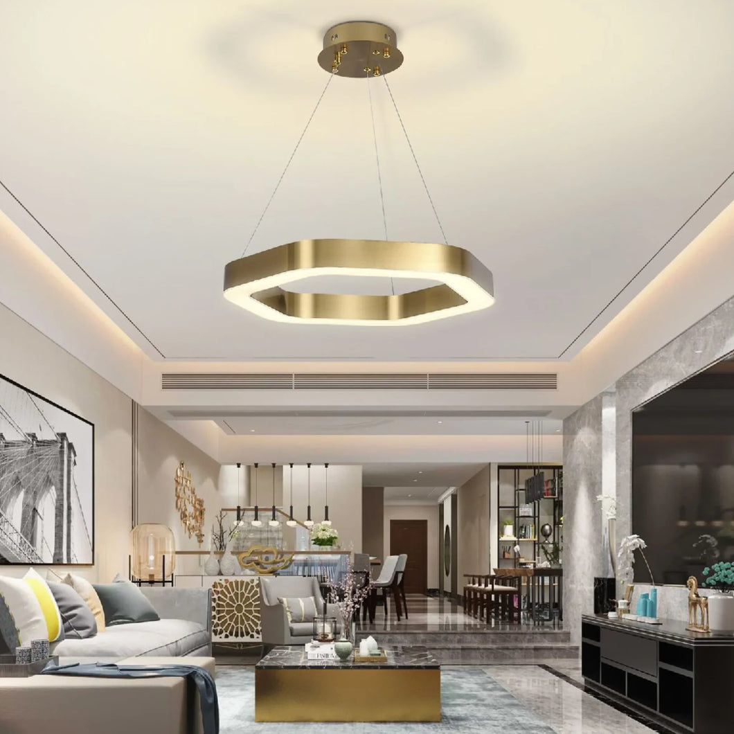 Chatelet | Hexagon Gold Chandelier for Living room