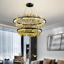 Load image into Gallery viewer, Creative Modern Black/Gold Circular Chandelier for Living Room
