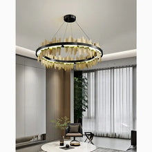 Load image into Gallery viewer, Creative Modern Black/Gold Circular Chandelier for Living Room
