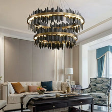 Carregar imagem no visualizador da galeria, Creative Modern Black/Gold Circular Chandelier for Living Room

