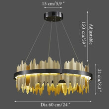Carregar imagem no visualizador da galeria, Creative Modern Black/Gold Circular Chandelier for Living Room
