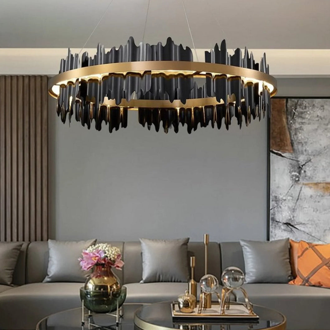 MIRODEMI® Veyrier | Creative Black Circular Chandelier for Living Room