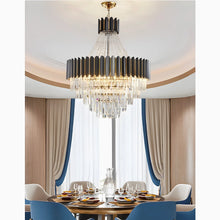 Carregar imagem no visualizador da galeria, MIRODEMI® Portofino | Modern Round Gun Black Crystal Chandelier
