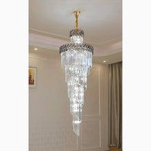 Load image into Gallery viewer, Crystal Cascade Chandelier 39.4&quot; for Staircase, Hall, Living Room, Stairwell

