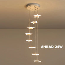 Carregar imagem no visualizador da galeria, 8 Lights - Valbonne | Stairway Star-Shaped Spiral Pendant Chandelier 8 Head, Warm Light - Grey ceiling base
