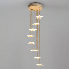 Carregar imagem no visualizador da galeria, 8 Lights - Valbonne | Stairway Star-Shaped Spiral Pendant Chandelier 8 Head, Warm Light - Grey ceiling base
