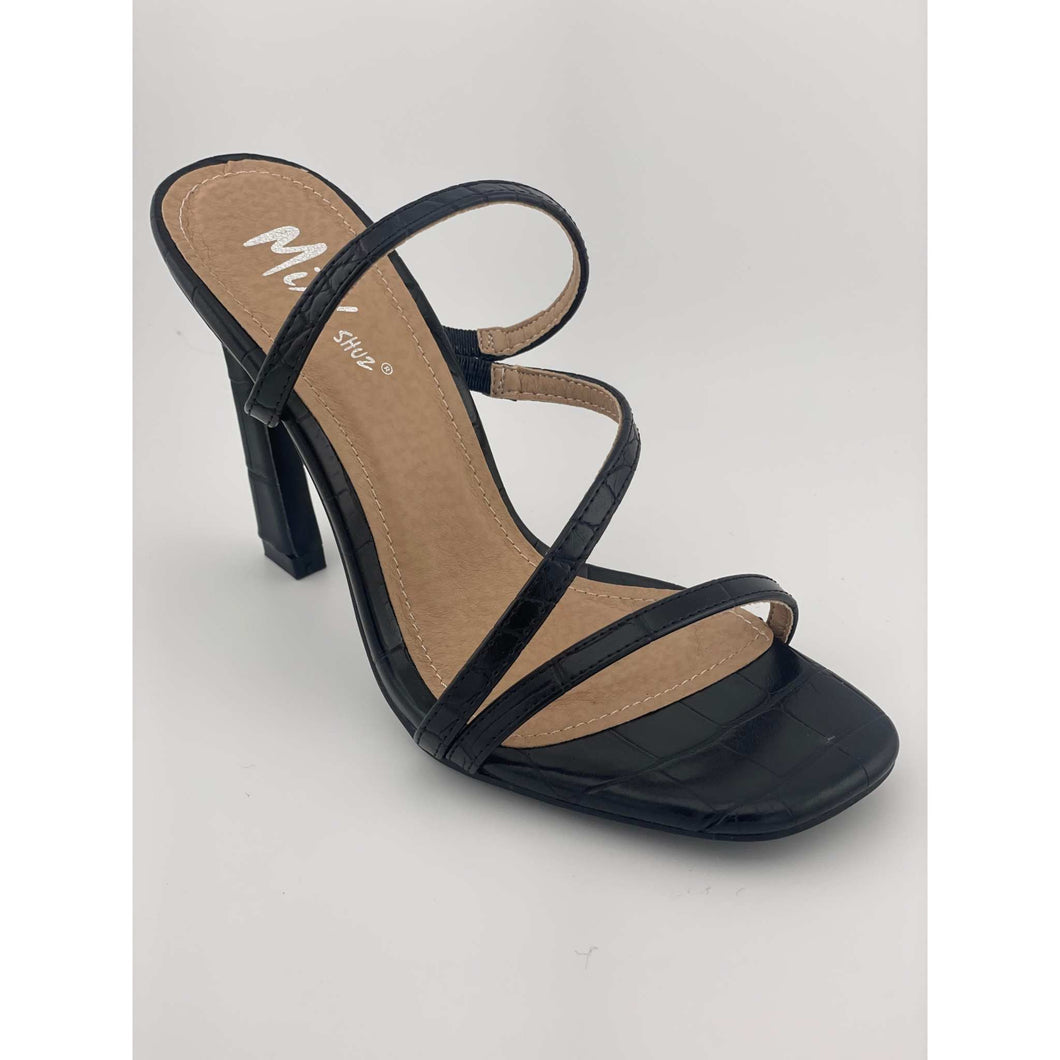 MIXX SHUZ MISS BLACK CROC PU HEELS