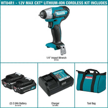 Carregar imagem no visualizador da galeria, Makita WT04R1 12V max CXT Lithium-Ion Cordless 1/4" Impact Wrench Kit (2.0Ah)
