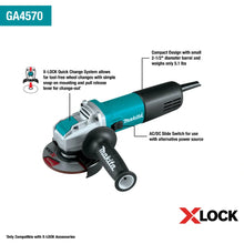 Carregar imagem no visualizador da galeria, Makita GA4570 4-1/2" X-LOCK Angle Grinder
