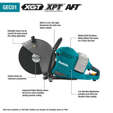 Carregar imagem no visualizador da galeria, Makita GEC01PL4 80V max (40V max X2) XGT® Brushless 14" Power Cutter Kit with 4 Batteries, AFT®, Electric Brake (8.0Ah)
