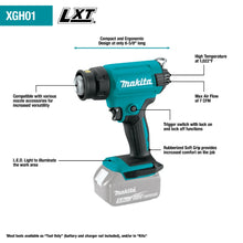 Carregar imagem no visualizador da galeria, Makita XGH01ZK 18V LXT Lithium-Ion Cordless Heat Gun
