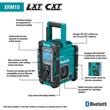 Carregar imagem no visualizador da galeria, Makita XRM10 18V LXT/12V max CXT Lithium-Ion Cordless Bluetooth Job Site Charger/Radio
