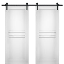 Load image into Gallery viewer, Mela 7444 White Silk Double Barn Door | Black Rail
