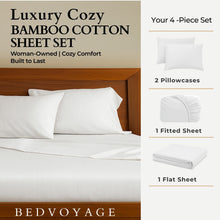 Load image into Gallery viewer, Bamboo Cotton Bed Sheets - Snow

