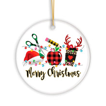 Carregar imagem no visualizador da galeria, Merry Christmas Plaid Teacher Ornament, School Professional Gift

