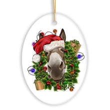 Carregar imagem no visualizador da galeria, Merry Donkey Christmas Ornament, Ceramic Tree Decoration
