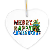 Load image into Gallery viewer, Merry Happy Chrismukkah Festive Ornament, Christmas and Hanukkah Chanukah Theme
