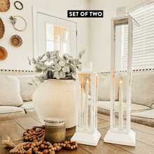 Load image into Gallery viewer, Tall Farmhouse White Metal Lanterns, Set of 2
