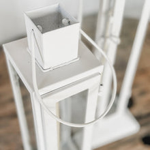 Load image into Gallery viewer, Tall Farmhouse White Metal Lanterns, Set of 2
