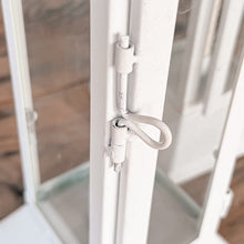 Load image into Gallery viewer, Tall Farmhouse White Metal Lanterns, Set of 2
