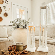Load image into Gallery viewer, Tall Farmhouse White Metal Lanterns, Set of 2
