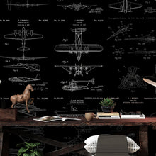 Cargar imagen en el visor de la galería, Aviation Wallpaper Mural. Featuring Military Jet and Airplane Patent Designs. #6732
