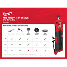 Carregar imagem no visualizador da galeria, Milwaukee 2486-20 M12 FUEL 1/4" Straight Die Grinder (Tool Only)
