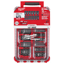 Carregar imagem no visualizador da galeria, Milwaukee 49-66-6802 SHOCKWAVE Impact Duty™ Socket 1/2” Dr 15PC SAE PACKOUT Set
