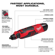 Carregar imagem no visualizador da galeria, Milwaukee 2525-21 M12 Brushless Rotary Tool Kit
