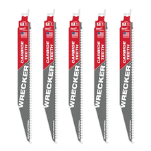 Carregar imagem no visualizador da galeria, Milwaukee 48-00-5542 9" 6 TPI THE WRECKER™ with Carbide Teeth SAWZALL® Blade 5 PK
