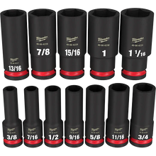 Carregar imagem no visualizador da galeria, Milwaukee 49-66-7011 12PCSHOCKWAVE Impact Duty™ 1/2" Drive SAE Deep 6 Point Socket Set
