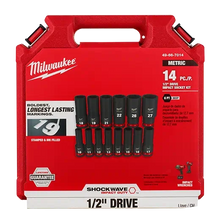 Carregar imagem no visualizador da galeria, Milwaukee 49-66-7014 14 PC SHOCKWAVE Impact Duty™ 1/2" Drive Metric Deep 6 Point Socket Set
