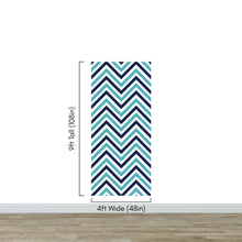 Carregar imagem no visualizador da galeria, Seaside Chic Decor. Navy Blue and Teal Chevron Pattern Wallpaper. #6222
