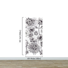 Carregar imagem no visualizador da galeria, Black and White Flower Wallpaper Mural. #6676
