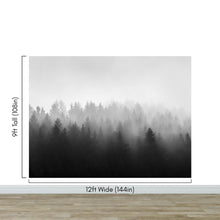 Carregar imagem no visualizador da galeria, Black and White Misty Pine Forest Wallpaper. #6673
