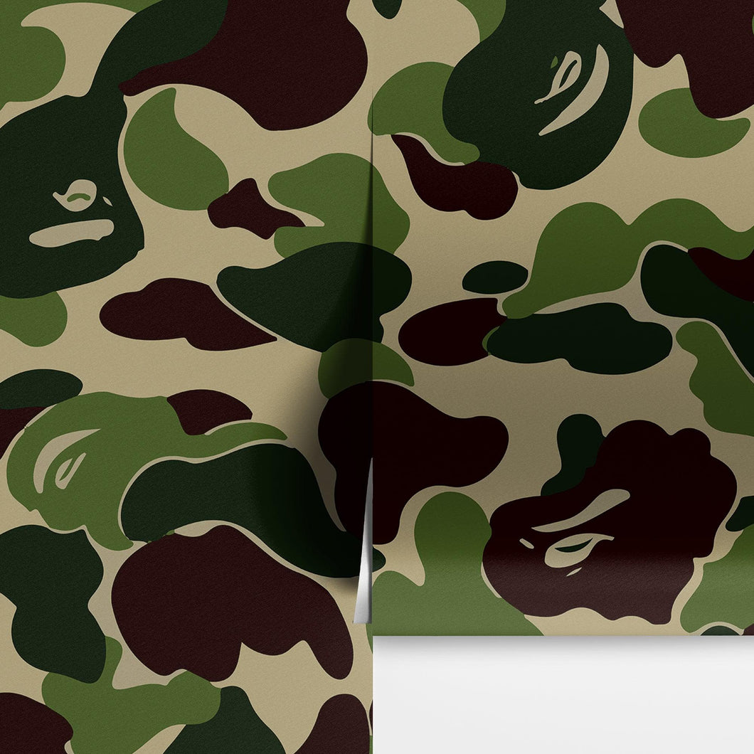 Bape Camo Wallpaper Mural. Green Camo Streetwear Hype Beast Aesthetics. #6662