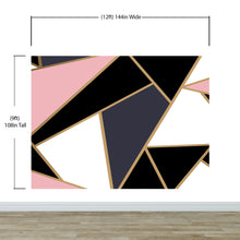 Cargar imagen en el visor de la galería, Modern Decor Gold, Black and Pink Mosaic Peel and Stick Wallpaper | Removable Wall Mural #6210
