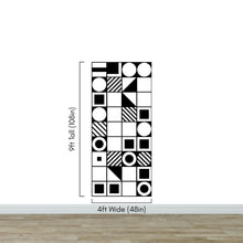 Cargar imagen en el visor de la galería, Black and White Geometric Shapes Wallpaper Mural Wall Art. #6710
