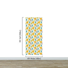 Load image into Gallery viewer, Autumn Leaves Wallpaper. Yellow, Grey, Teal Leaf Wall Mural. #6966
