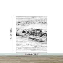 Cargar imagen en el visor de la galería, Ocean Wave Wallpaper. Black and White Surf Theme Wall Mural. #6709
