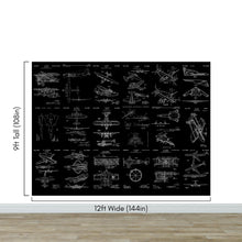 Load image into Gallery viewer, Aviation Wallpaper Mural. Featuring Military Jet and Airplane Patent Designs. #6732
