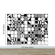 Load image into Gallery viewer, Black and White Geometric Shapes Wallpaper Mural Wall Art. #6710
