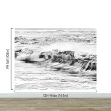 Cargar imagen en el visor de la galería, Ocean Wave Wallpaper. Black and White Surf Theme Wall Mural. #6709
